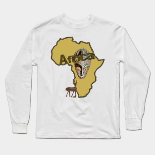 Africa Map with Mask Long Sleeve T-Shirt